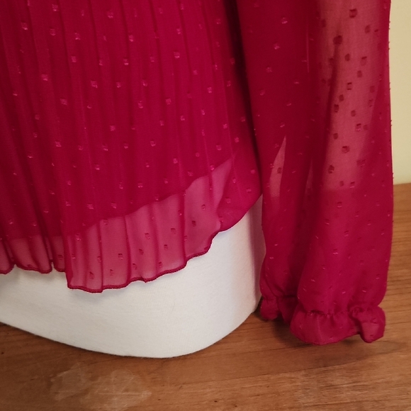 Pretty Career Chiffon Blouse and Cami Set in Cranberry Red - Picture 4 of 10